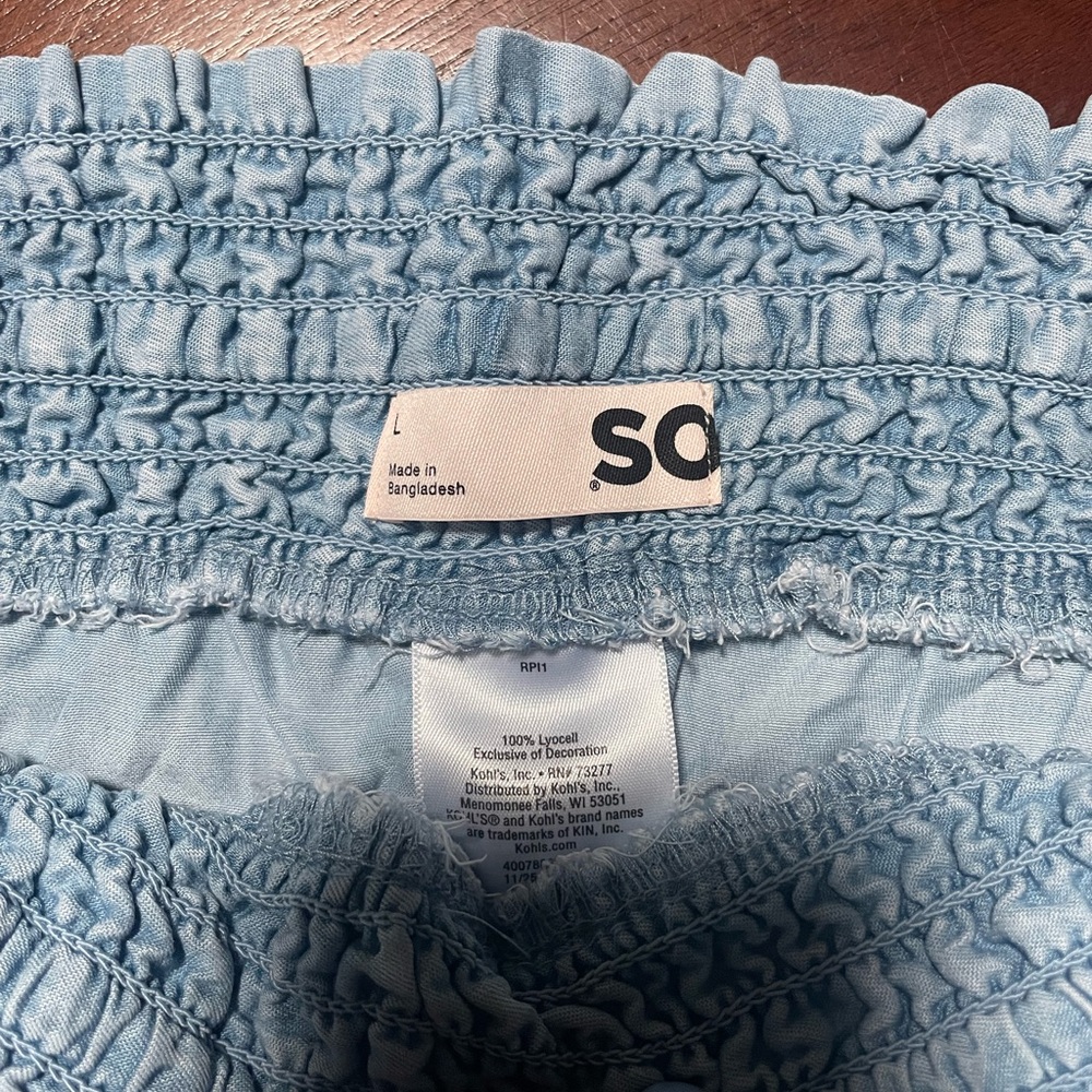 Kohl's Light Blue Smocked Waist Wide Leg Pants - Picture 3 of 3